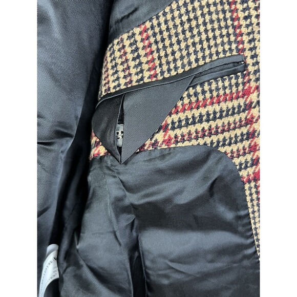 Zara Women Plaid Blazer Black Red Camel Jacket XL 2218/721/700 Academia Preppy - Picture 5 of 10